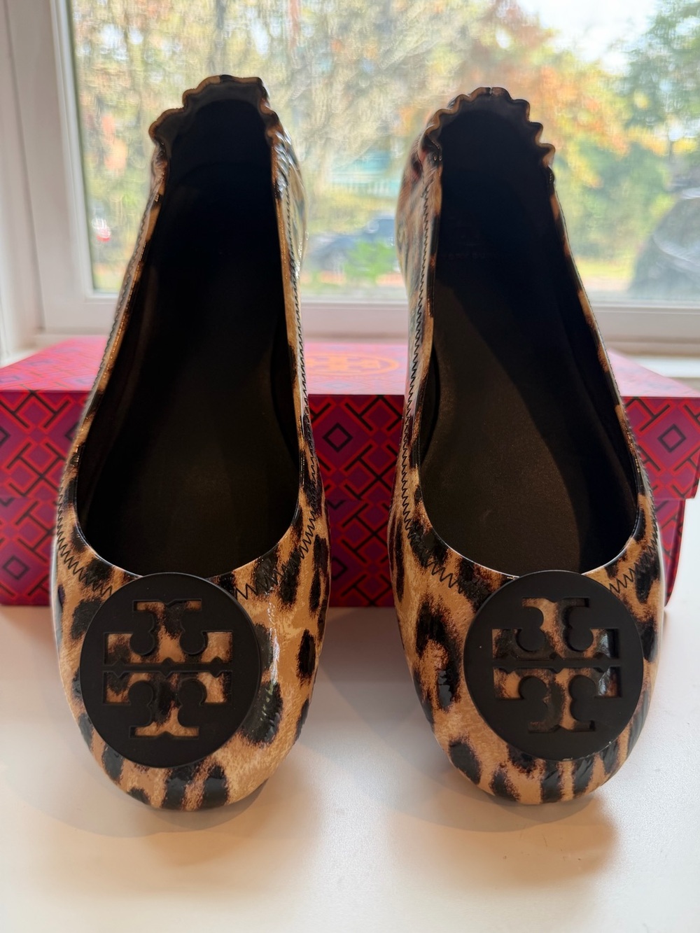 Tory Burch Leopard Print Minnie Travel Ballet Flats Size 9